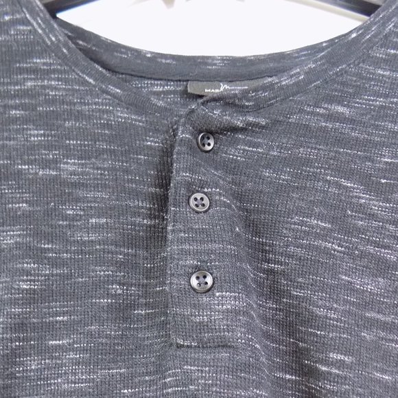Marc Anthony Black Heathered Long Sleeve Henley Slim Fit Size XXL - Picture 2 of 5
